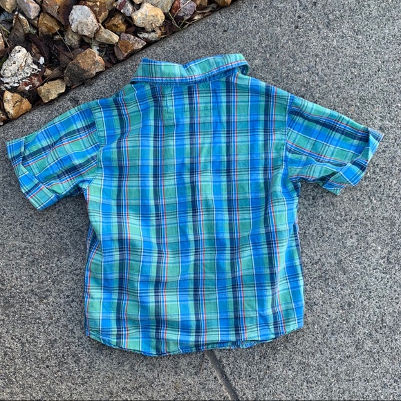 Boys Blue Plaid 100% Cotton Button Up Shirt | 24 Mo - Picture 3 of 9